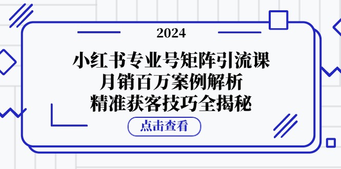 小红书专业号矩阵引流课，月销百万案例解析，精准获客技巧全揭秘-枫客网创