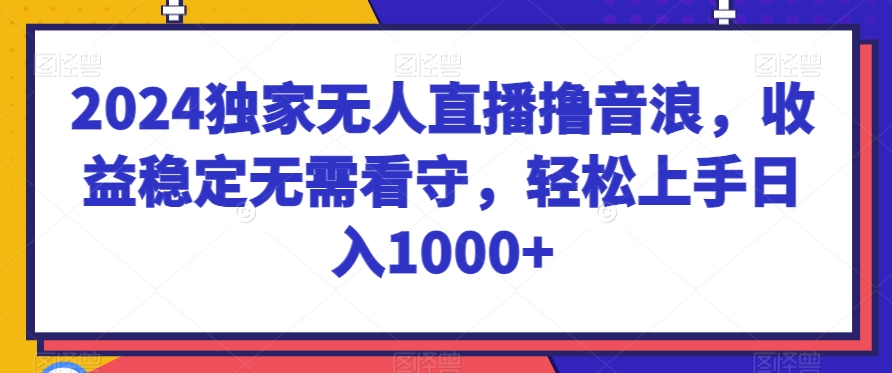 2024独家无人直播撸音浪，收益稳定无需看守，轻松上手日入1000+【揭秘】-枫客网创