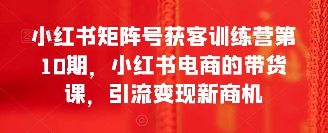 小红书矩阵号获客训练营第10期，小红书电商的带货课，引流变现新商机-枫客网创