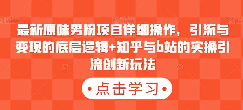 最新原味男粉项目详细操作，引流与变现的底层逻辑+知乎与b站的实操引流创新玩法-枫客网创