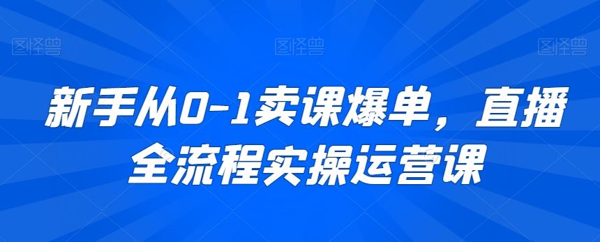 新手从0-1卖课爆单，直播全流程实操运营课-枫客网创