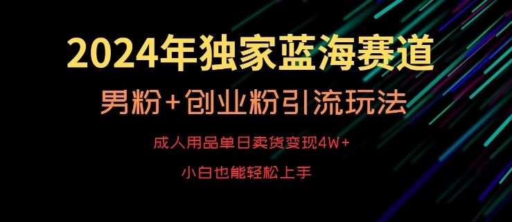 2024年独家蓝海赛道，成人用品单日卖货变现4W+，男粉+创业粉引流玩法，不愁搞不到流量【揭秘】-枫客网创