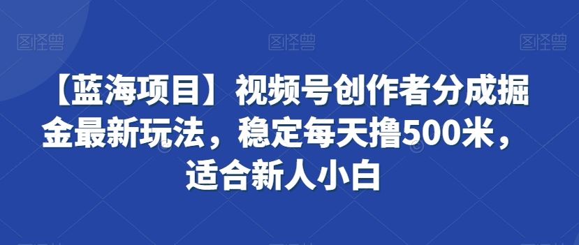 【蓝海项目】视频号创作者分成掘金最新玩法，稳定每天撸500米，适合新人小白【揭秘】-枫客网创