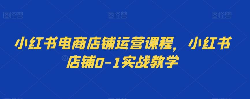 小红书电商店铺运营课程，小红书店铺0-1实战教学-枫客网创