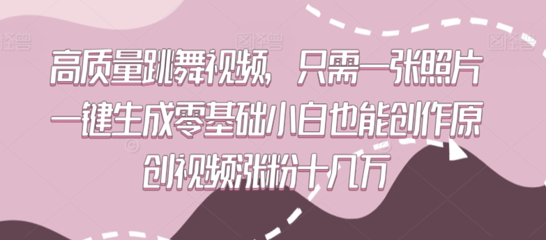 高质量跳舞视频，只需一张照片一键生成零基础小白也能创作原创视频涨粉十几万-枫客网创