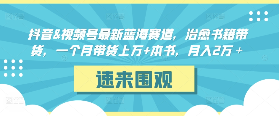 抖音&视频号最新蓝海赛道，治愈书籍带货，一个月带货上万+本书，月入2万＋-枫客网创