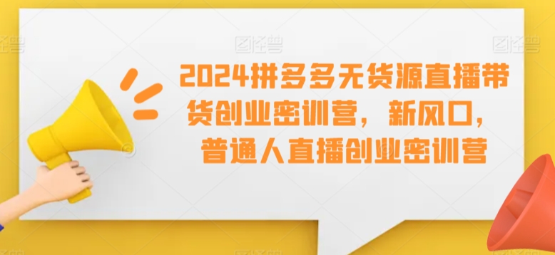 2024拼多多无货源直播带货创业密训营，新风口，普通人直播创业密训营-枫客网创