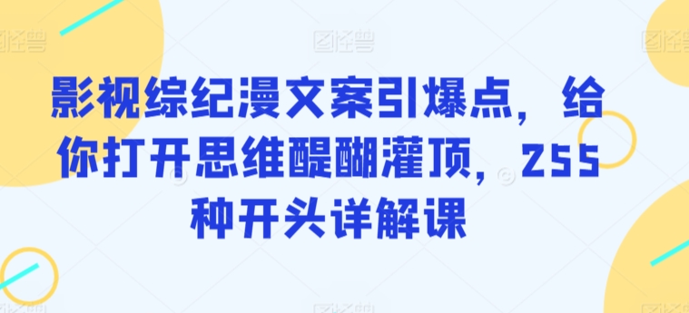 影视综纪漫文案引爆点，给你打开思维醍醐灌顶，255种开头详解课-枫客网创