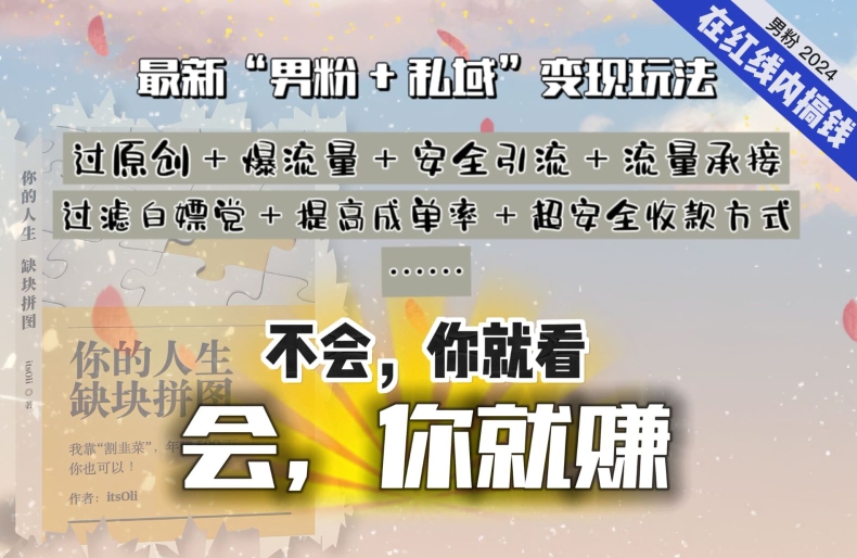 2024，“男粉+私域”还是最耐造、最赚、最轻松、最愉快的变现方式-枫客网创