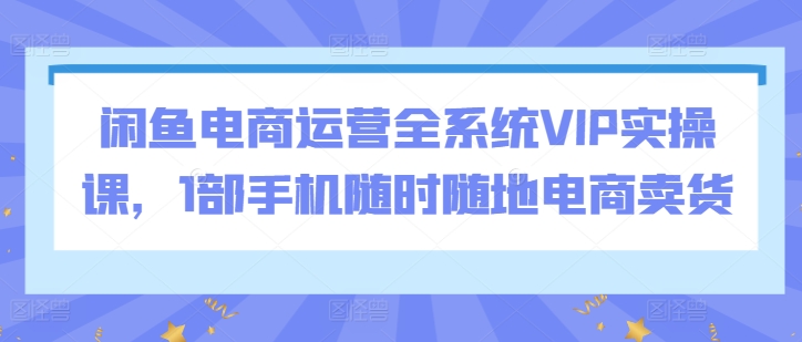 闲鱼电商运营全系统VIP实操课，1部手机随时随地电商卖货-枫客网创