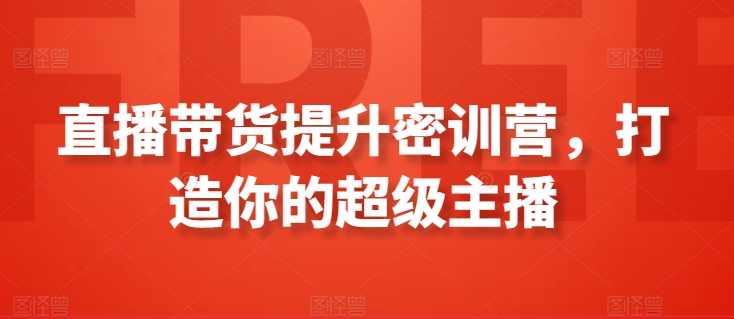 直播带货提升密训营，打造你的超级主播-枫客网创