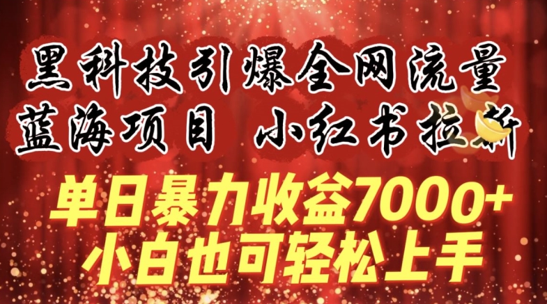 蓝海项目!黑科技引爆全网流量小红书拉新，单日暴力收益7000+，小白也能轻松上手-枫客网创