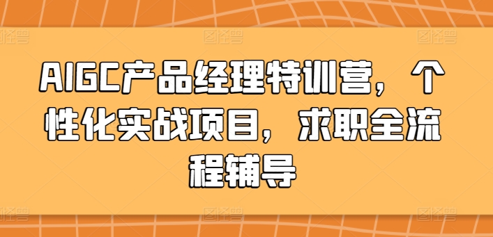 AIGC产品经理特训营，个性化实战项目，求职全流程辅导-枫客网创