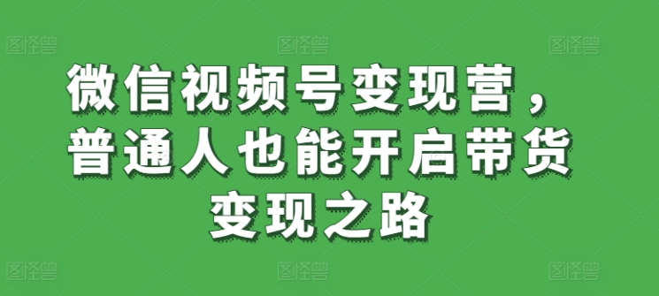 微信视频号变现营，普通人也能开启带货变现之路-枫客网创