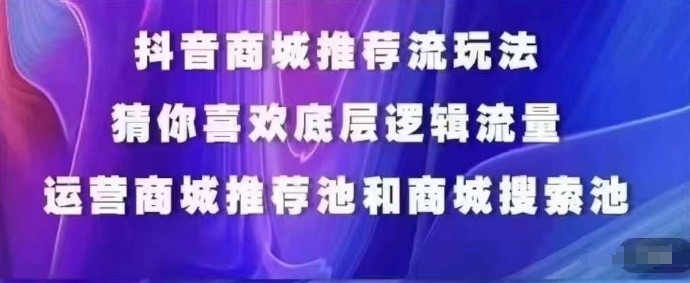 抖音商城运营课程，猜你喜欢入池商城搜索商城推荐人群标签覆盖-枫客网创