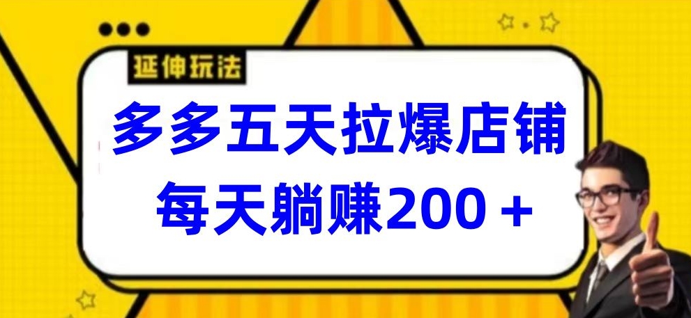 多多五天拉爆店铺，每天躺赚200+-枫客网创