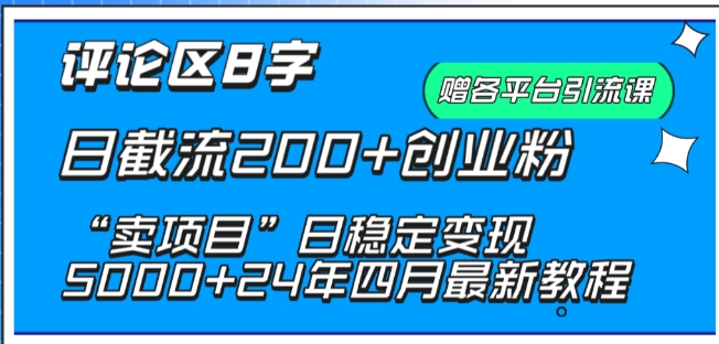 抖音评论区8字日截流200+创业粉 “卖项目”日稳定变现5000+-枫客网创