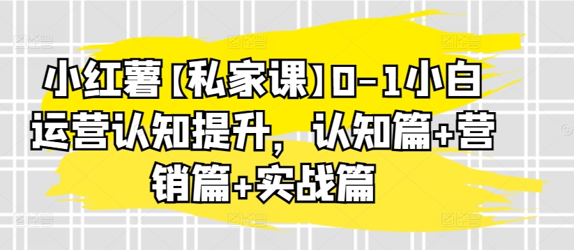 小红薯【私家课】0-1小白运营认知提升，认知篇+营销篇+实战篇-枫客网创