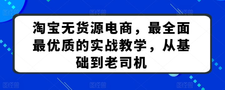 淘宝无货源电商，最全面最优质的实战教学，从基础到老司机-枫客网创