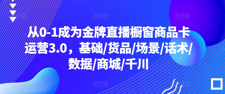 从0-1成为金牌直播橱窗商品卡运营3.0，基础/货品/场景/话术/数据/商城/千川-枫客网创