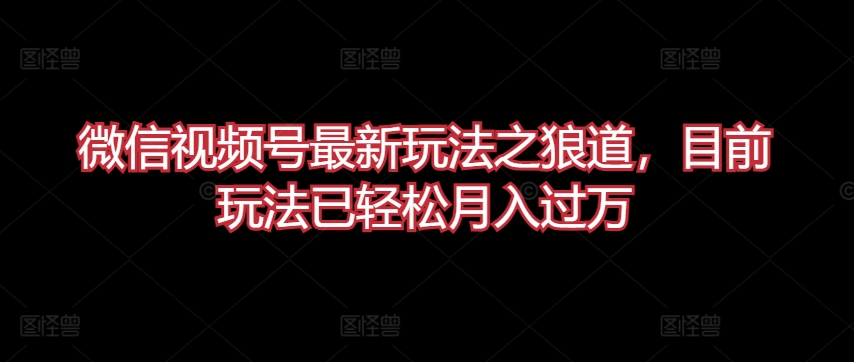 微信视频号最新玩法之狼道，目前玩法已轻松月入过万-枫客网创