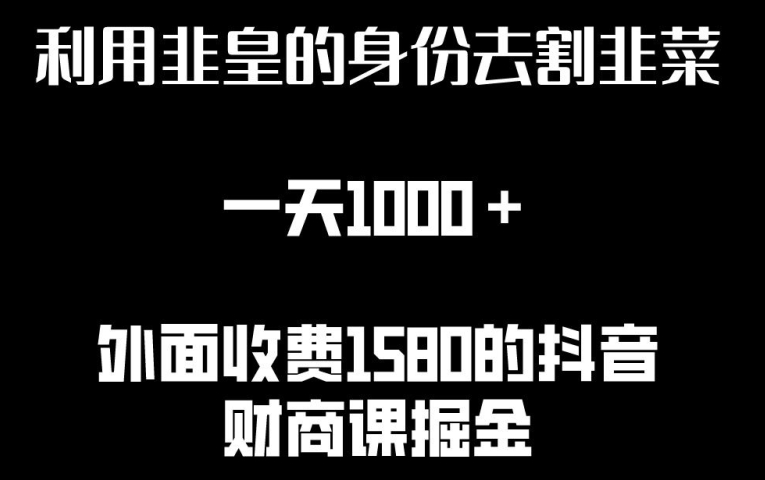 利用非皇的身份去割韭菜，一天1000+(附详细资源)-枫客网创