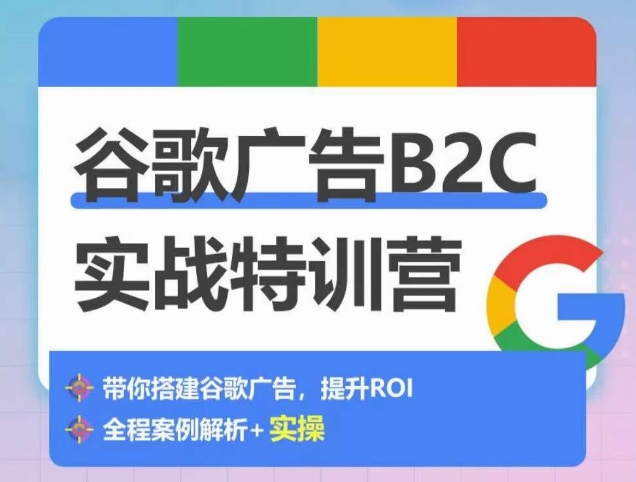 谷歌广告B2C实战特训营，500+谷歌账户总结经验，实战演示如何从0-1搭建广告账户-枫客网创