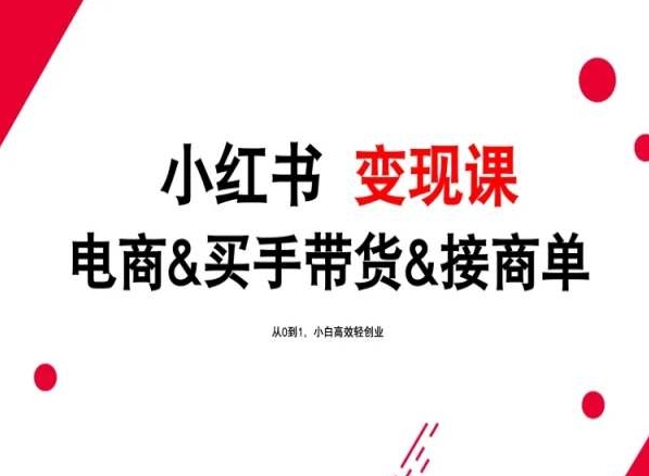 2024年最新小红书变现课，电商&买手带货&接商单，从0到1，小白高效轻创业-枫客网创