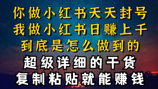 都知道小红书能引流私域变现，可为什么我能一天引流几十人变现上千，但你却频频封号违规被限流-枫客网创