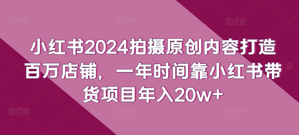 小红书2024拍摄原创内容打造百万店铺，一年时间靠小红书带货项目年入20w+-枫客网创