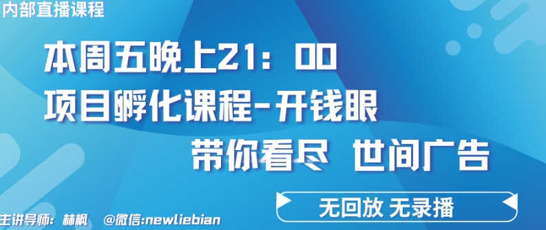 4.26日内部回放课程《项目孵化-开钱眼》赚钱的底层逻辑-枫客网创