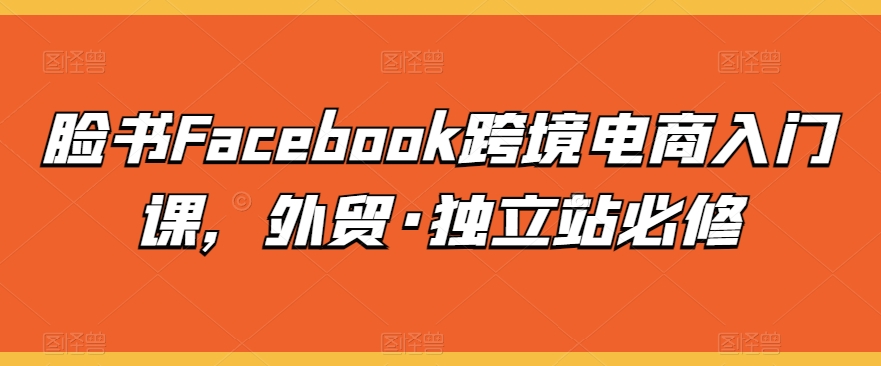 脸书Facebook跨境电商入门课，外贸·独立站必修-枫客网创