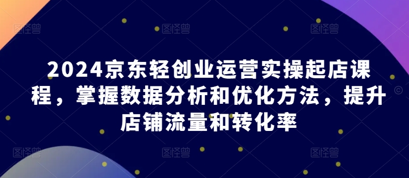 2024京东轻创业运营实操起店课程，掌握数据分析和优化方法，提升店铺流量和转化率-枫客网创