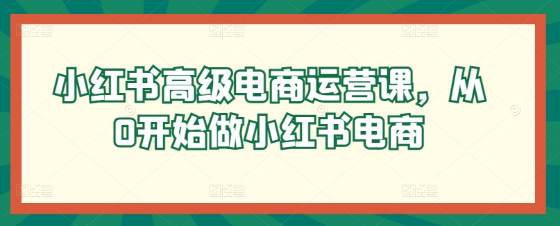 小红书高级电商运营课，从0开始做小红书电商-枫客网创