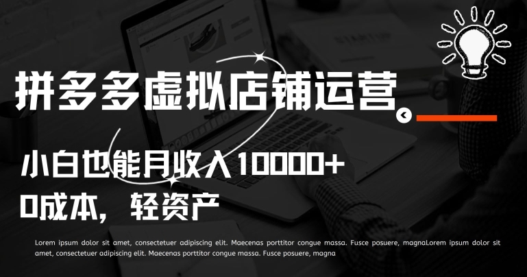 拼多多虚拟店铺运营小白也能月收入10000+-枫客网创