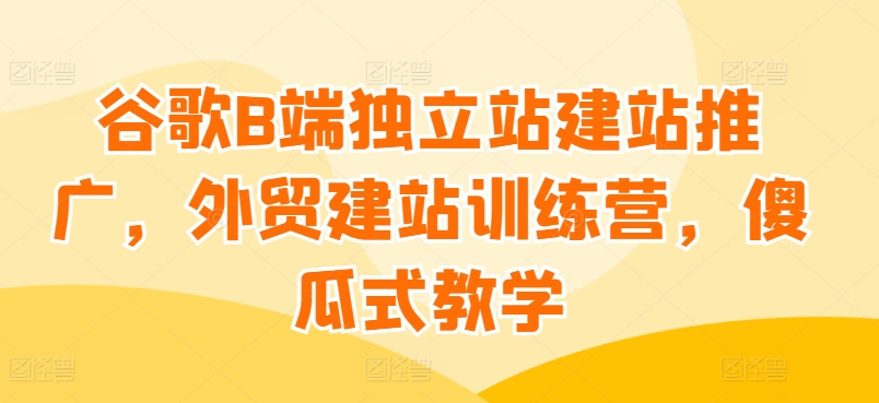 谷歌B端独立站建站推广，外贸建站训练营，傻瓜式教学-枫客网创