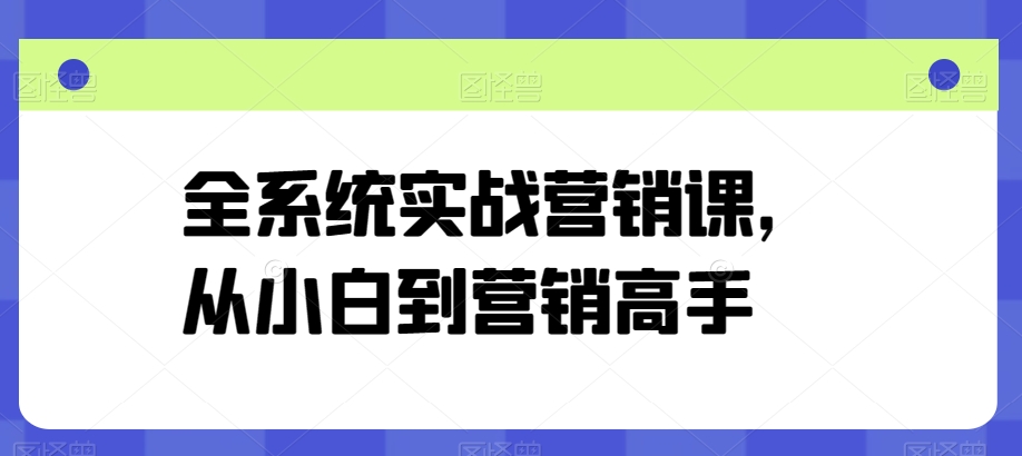 全系统实战营销课，从小白到营销高手-枫客网创