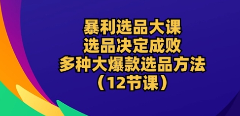 暴利选品大课：选品决定成败，教你多种大爆款选品方法(12节课)-枫客网创