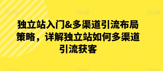 独立站入门&多渠道引流布局策略，详解独立站如何多渠道引流获客-枫客网创