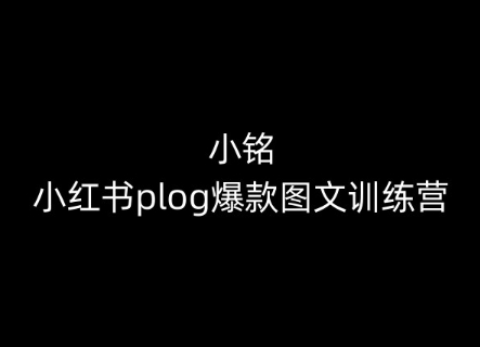 小铭-小红书plog爆款图文训练营，教你从0-1做小红书-枫客网创