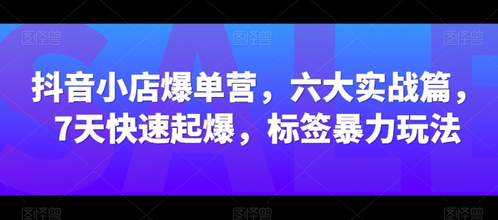 抖音小店爆单营，六大实战篇，7天快速起爆，标签暴力玩法-枫客网创