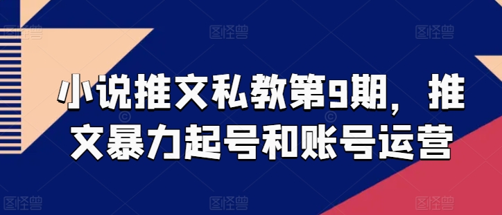 小说推文私教第9期，推文暴力起号和账号运营-枫客网创