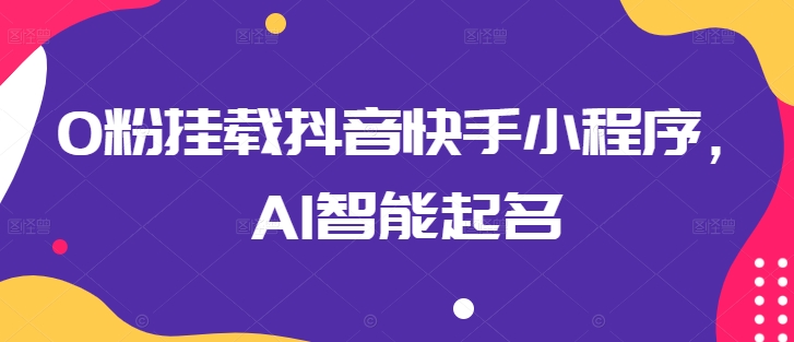 0粉挂载抖音快手小程序，AI智能起名-枫客网创