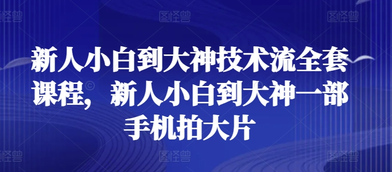 新人小白到大神技术流全套课程，新人小白到大神一部手机拍大片-枫客网创