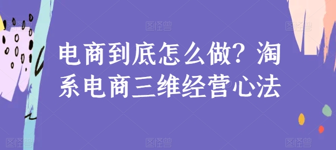 电商到底怎么做？淘系电商三维经营心法-枫客网创