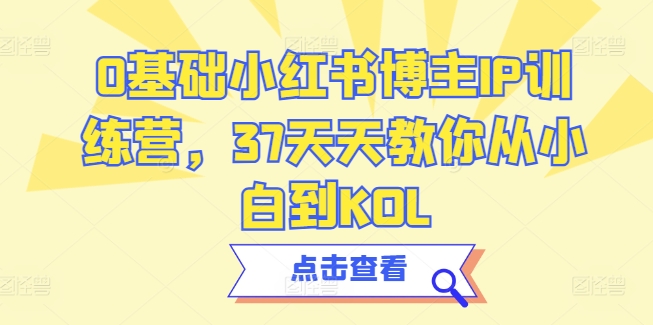 0基础小红书博主IP训练营，37天天教你从小白到KOL-枫客网创