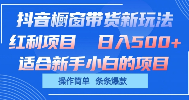 抖音橱窗带货新玩法，单日收益几张，操作简单，条条爆款-枫客网创