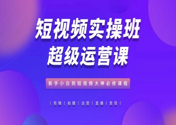 短视频实操班超级运营课，新手小白到短视频大神必修课程-枫客网创