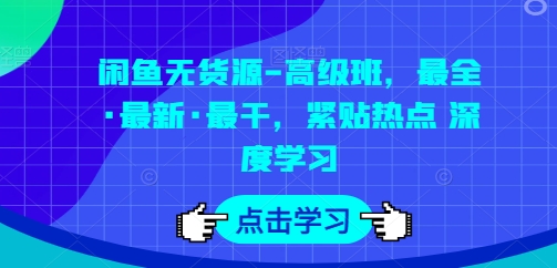 闲鱼无货源-高级班，最全·最新·最干，紧贴热点 深度学习-枫客网创