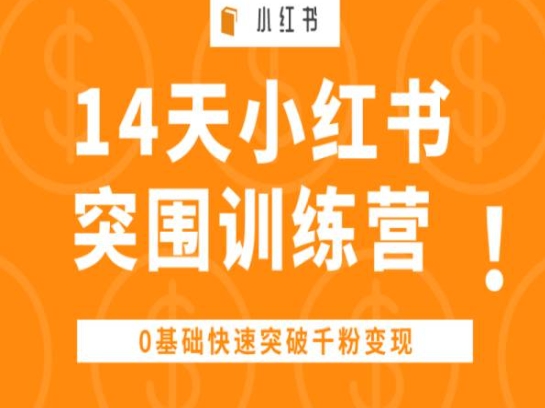 14天小红书突围训练营 ，0基础快速突破千粉变现-枫客网创